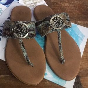 Snake print thong sandals S 5/6 blue green anaconda medallion flip flops boho🐍